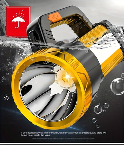 Flashlight 2000-Lumen Rechargeable Searchlight with 2400mAh Battery, Side Lantern and USB Output