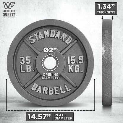 Gray STANDARD Cast-Style Weight Plates in Single, Pair, Four-Piece and Mixed Sets for Barbell Training