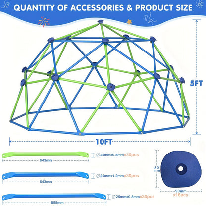 10FT Kids Climbing Dome with Hammock Swing Disc Swing Backyard Jungle Gym Steel Frame Outdoor Play Equipment 1000 LBS Capacity Gift for Boys Girls Ages 3-10