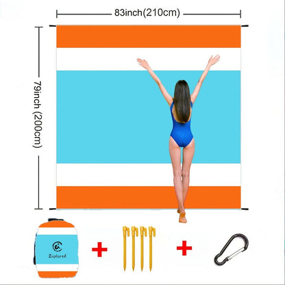 Printed Beach Mat with 19 Exact Size-and-Pattern Options, 198 x 205cm to 275 x 305cm with Stakes and Pouch