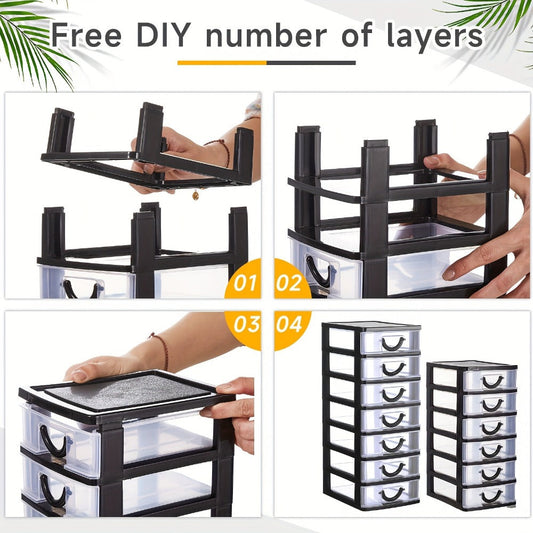 7-Drawer Desktop Organizer Clear Front Drawers Heavy-Duty Plastic Storage Box for Home Office, Jewelry, Craft & Small Parts – Space-Saving Compact Design