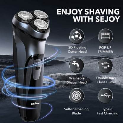 Electric Shaver 3D Floating Rotary Head with Pop-Up Trimmer, LCD Display and 1-Hour Fast Charge for Wet/Dry Use