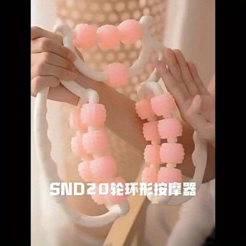 Twenty-Wheel Manual Leg Roller with Textured Rotating Nodes, Dual Handles and Pink or Green Options