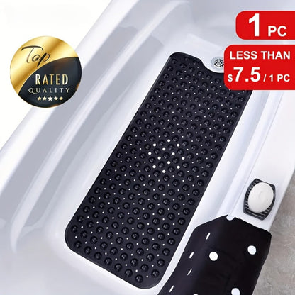 Two-Piece Black Bath Mat Set with Suction Cups, Drain Holes and Three Exact Checkout Options