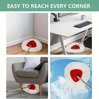 White Triangular Rotary Mop Replacement Heads in Two-, Five-, Ten- or Twenty-Piece Packs Pictured