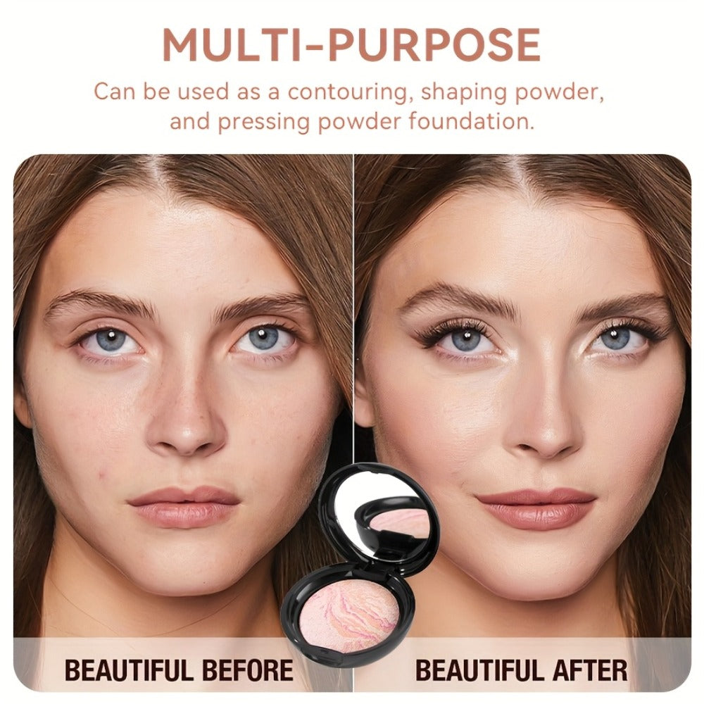 Marbled Pressed Powder Foundation Compact with Mirror in Six Shade Labels from Rose to Sand