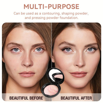 Marbled Pressed Powder Foundation Compact with Mirror in Six Shade Labels from Rose to Sand