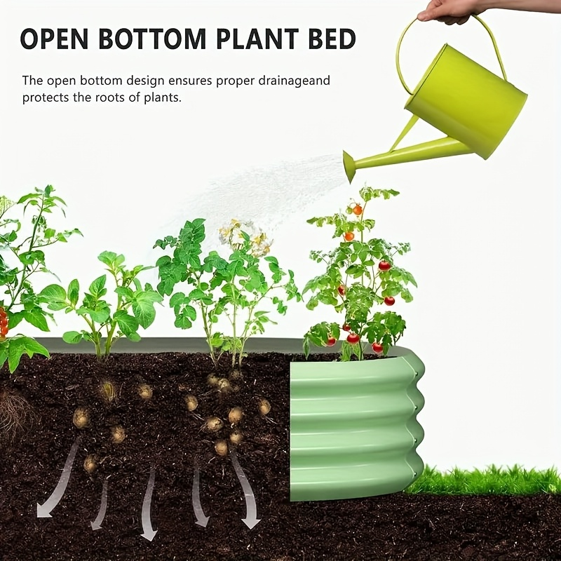 Raised Garden Bed with 90-Inch Source-Labeled Arched Trellis, Open Base and Green or Beige Panels