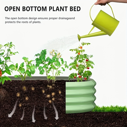 Raised Garden Bed with 90-Inch Source-Labeled Arched Trellis, Open Base and Green or Beige Panels