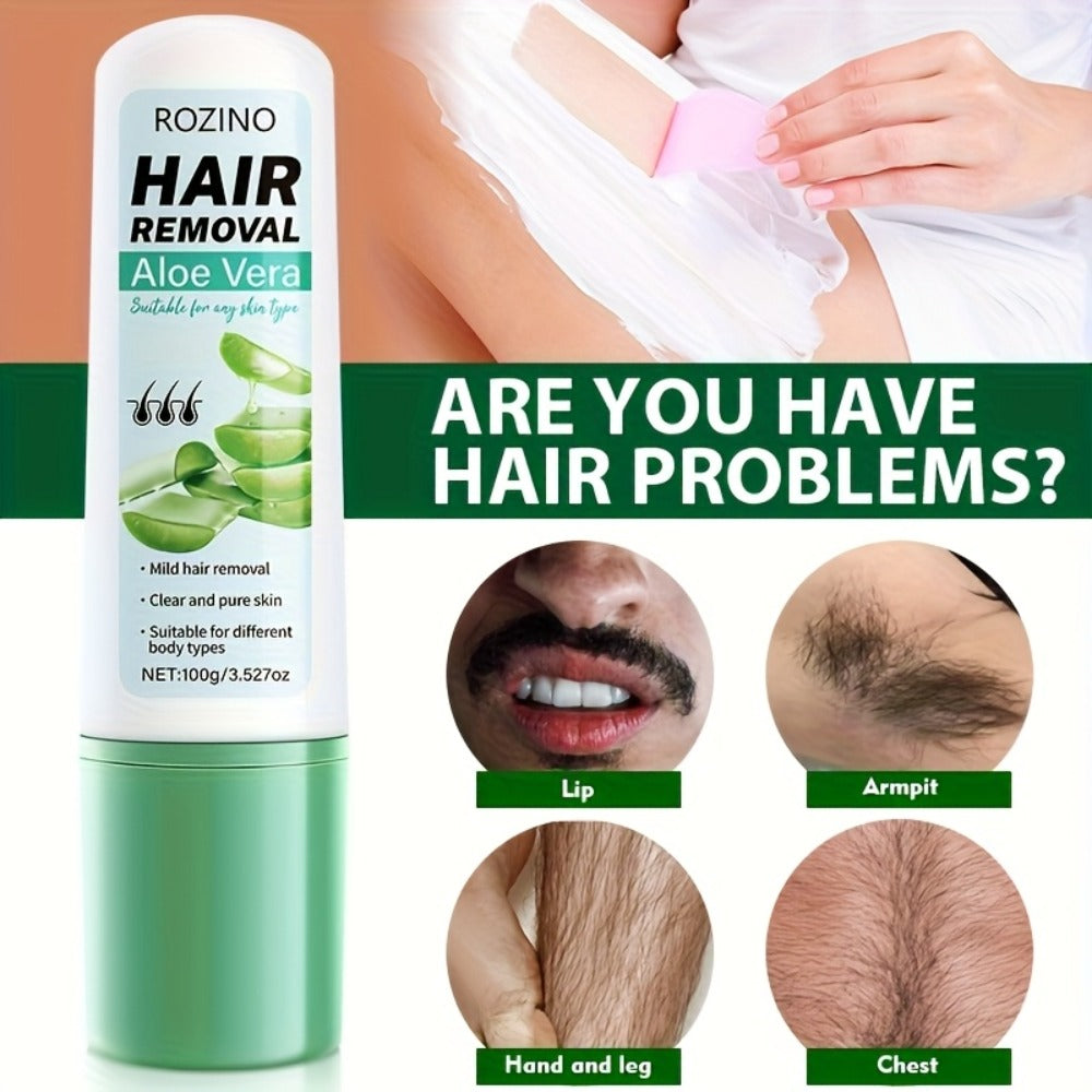 Hair Removal Cream ROZINO 100g Aloe Vera and Squalane Tube with Carton for External Body Grooming