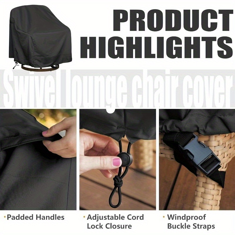 Two-Pack Swivel Patio Chair Covers in Black, 27.5 x 32.5 x 43 Inches for Outdoor Furniture