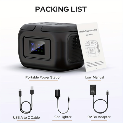 Portable Power Station 120W 97.68Wh Solar Generator with AC Outlet USB-A USB-C DC Output Battery Bank for Camping RV Home Emergency Backup