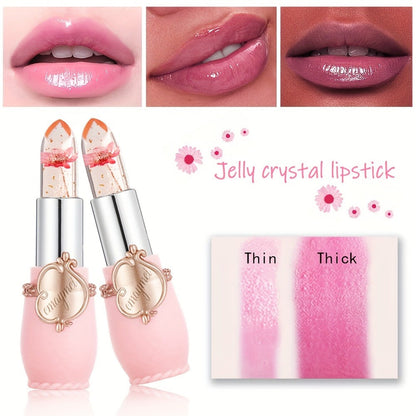 Jelly Lip Balm Set 6 Pack Color Changing — Temperature-Sensitive Dried Flower Extract, Sheer Moisturizing Clear Gloss, Natural Pink Tint, Long-Lasting Hydration Lip Care for Women