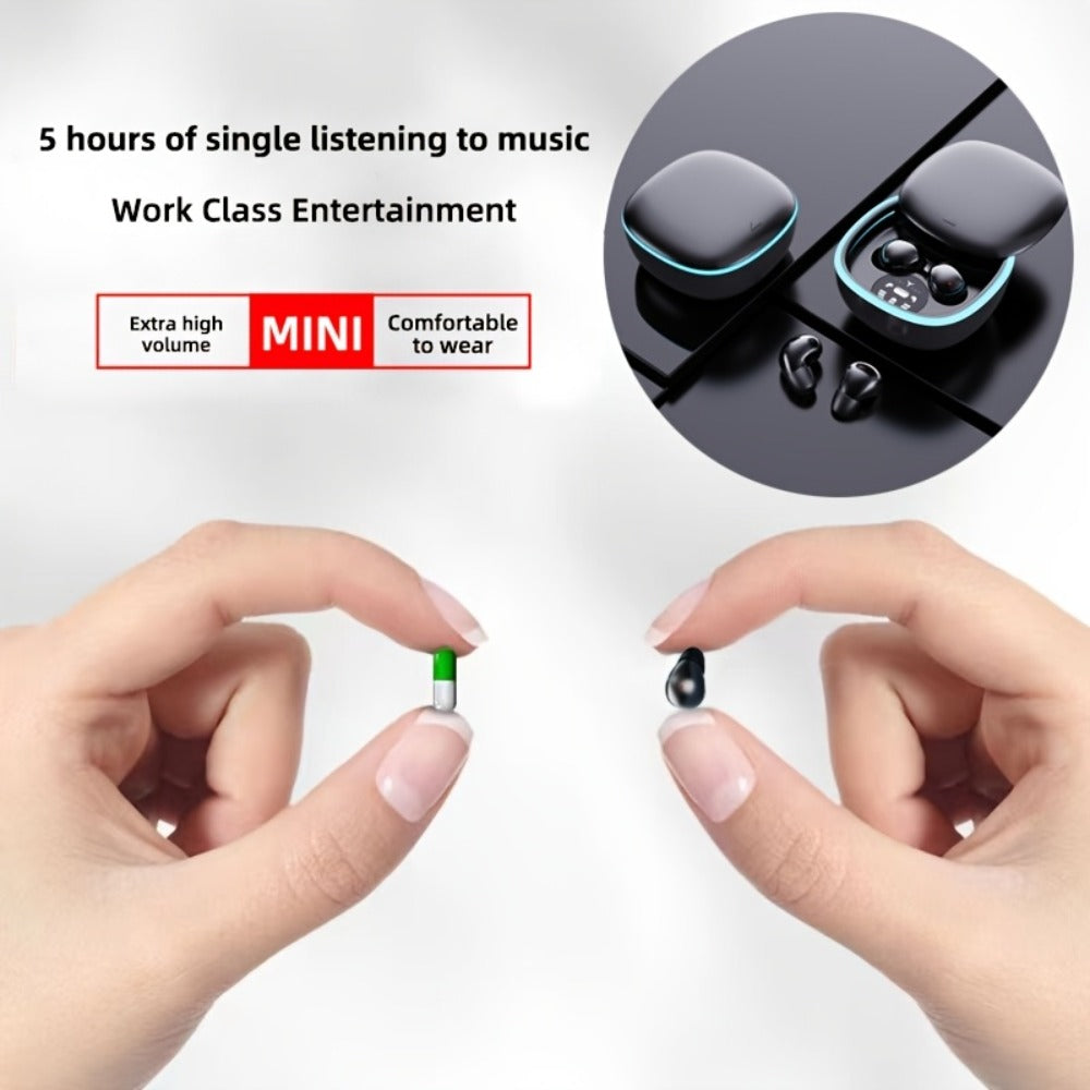 Smallest Invisible Mini Spy Earpiece Wireless, Discreet Low Profile Hidden Earbuds for Small Ear Canals with Microphone Touch Control Type-C, Tiny Micro Headset for Work Study Security Covert Use