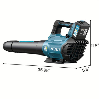 Cordless Leaf Blower 580CFM 160MPH, 2×4.0Ah Battery Powered, 3-Speed Adjustable, Lightweight Ergonomic Design with Shoulder Strap & Extension Nozzle for Lawn Yard Patio