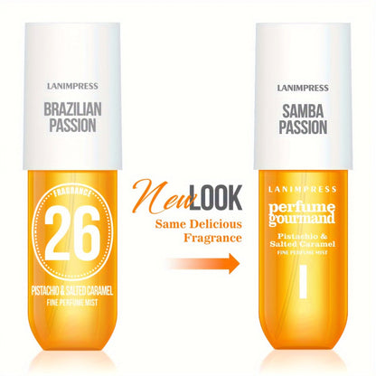3 oz Samba Passion Gourmand Hair and Body Fragrance Mist for Women in a Travel-Size Spray for Travel