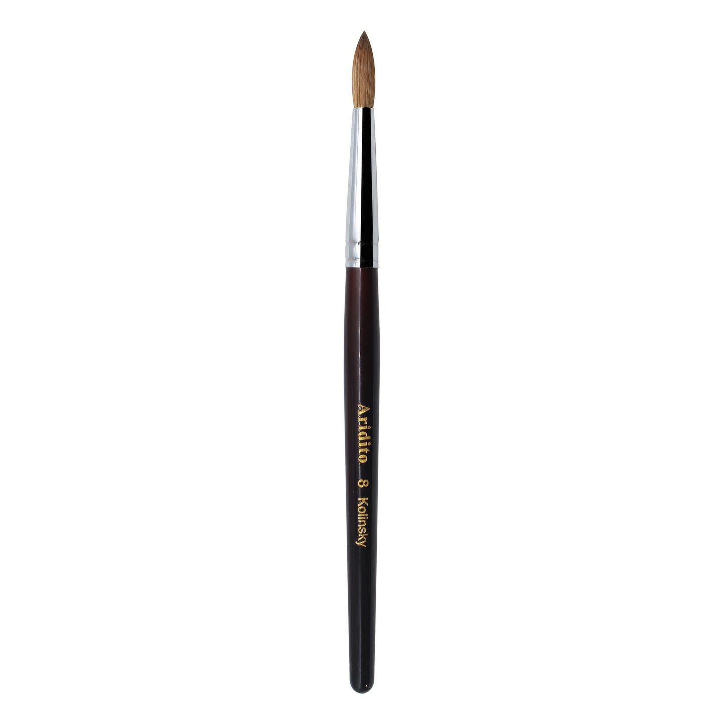 Red-Wine Handle Acrylic Nail Brush in Exact Checkout Sizes #8, #10, #12, #14, #16 or #18 with Pictured Round Tip