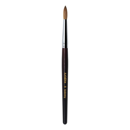 Red-Wine Handle Acrylic Nail Brush in Exact Checkout Sizes #8, #10, #12, #14, #16 or #18 with Pictured Round Tip