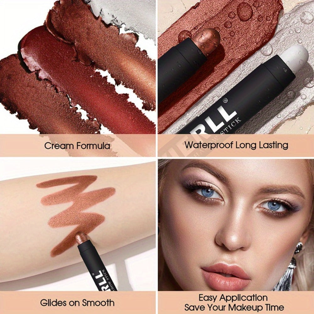 Waterproof Eyeshadow Stick Set 8 Piece – Shimmer, Pearlescent & Matte Eye Shadow Pencils, Creamy Blendable Formula, Long-Lasting Smoky Natural Glitter Eye Looks, Gift for Her