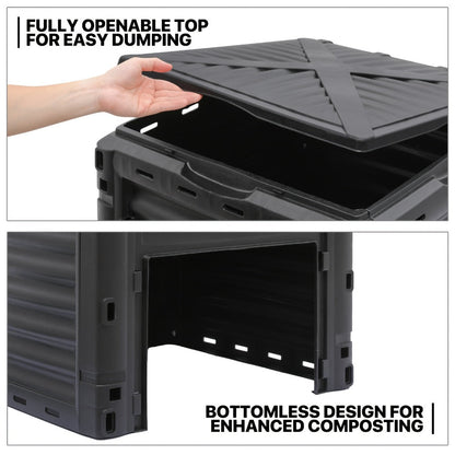 80 Gallon Large Compost Bin Outdoor Tumbler Rotating Dual Chamber Composter with Sliding Door for Garden Patio All-Season Fast Working