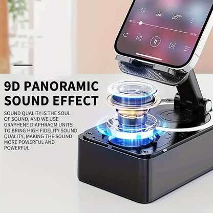 Portable Bluetooth Speaker with Turtle-Shell Phone Stand, 1200mAh Battery and 6-Hour Playtime