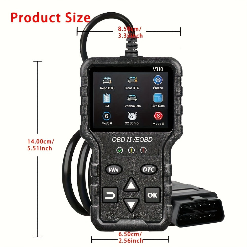 OBD2 Scanner Diagnostic Tool - Full OBD2 Engine Code Reader with Modes 6 & 8, USB Powered for All OBDII/EOBD Vehicles 1996+
