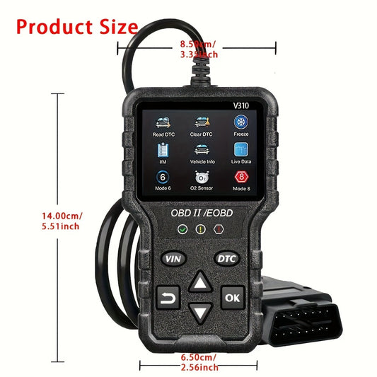 OBD2 Scanner Diagnostic Tool - Full OBD2 Engine Code Reader with Modes 6 & 8, USB Powered for All OBDII/EOBD Vehicles 1996+