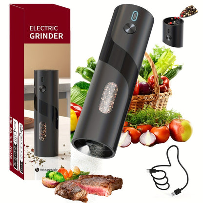 Electric Salt and Pepper Grinder Set with LED Light, Rechargeable Automatic Salt Pepper Mill, Adjustable Coarseness 3.72oz Large Capacity, Kitchen BBQ Restaurant Outdoor Wedding Gift