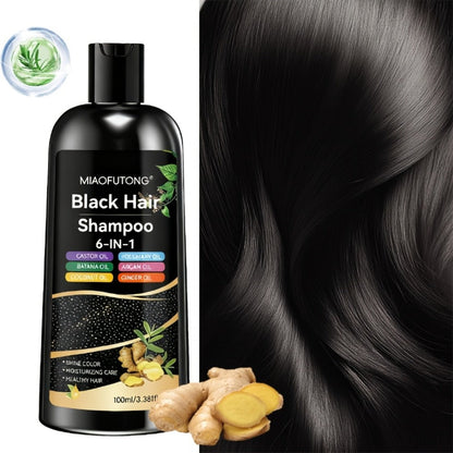 Hair Color Shampoo, MIAOFUTONG 6-in-1 100ml Black Color Bottle with a Single-Bottle Option