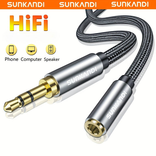 3.5mm TRRS Headphone Extension Cable with Mic Male to Female Stereo Audio Cable for Smartphone PC TV Headphone PS4 Car Audio Speaker Gaming