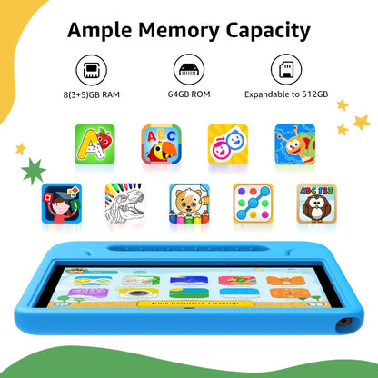 Kids Tablet Apolosign 10.1 Inch with Android 15, 8GB RAM, 64GB Storage, WiFi 6 and 1280x800 Display