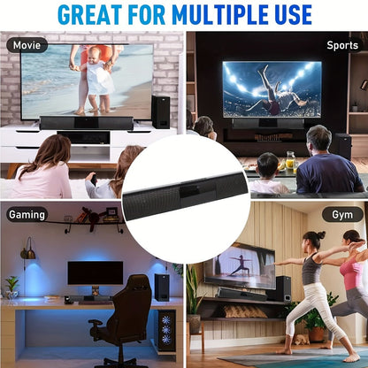 Compact 13-Inch TV Soundbar with Bluetooth, TWS Pairing, TF, AUX, FM Radio and USB Playback