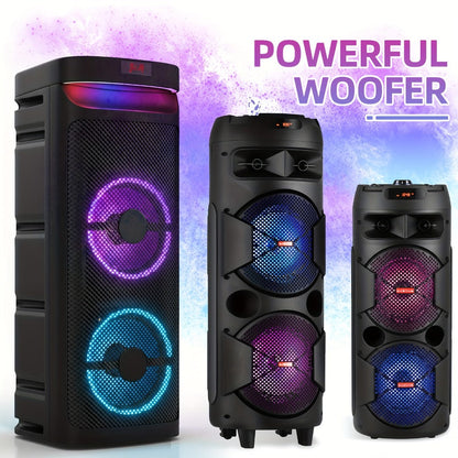 Portable Bluetooth Speaker Party Boombox with Dual Subwoofers, RGB, TWS and Up to 20 Hours Playback