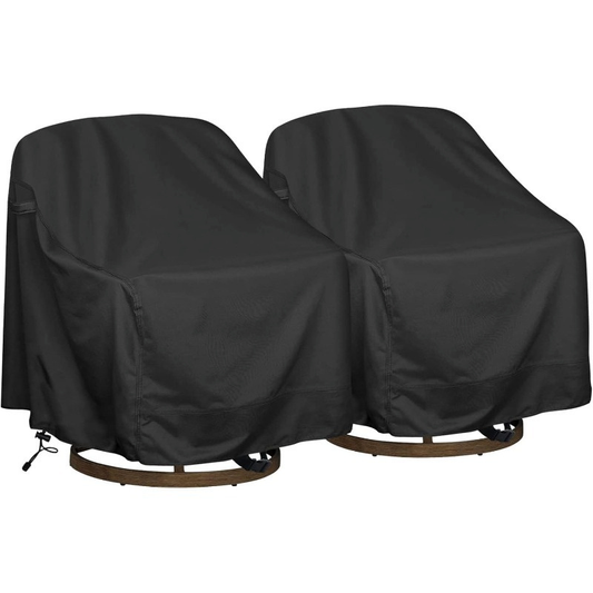 Swivel Patio Chair Covers Waterproof 2 Pack, Heavy Duty Outdoor Furniture Covers 27.5"W x 32.5"D x 43"H, All-Weather UV & Wind Resistant Protection for Terrace Balcony Garden Chairs, Black