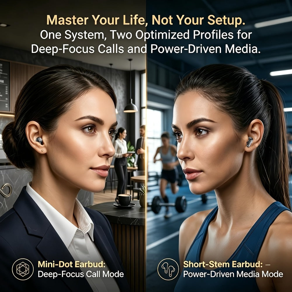 Four-Earbud Wireless Set with Two In-Ear Styles, Digital Charging Case and Three Color Options