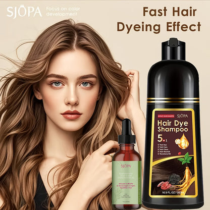 Hair Color Shampoo 5-in-1 Instant Gray Coverage Color Dyeing Conditioner 16.9oz – SJOPA No Ammonia Safe Natural Formula 12 Shades Unisex Men Women