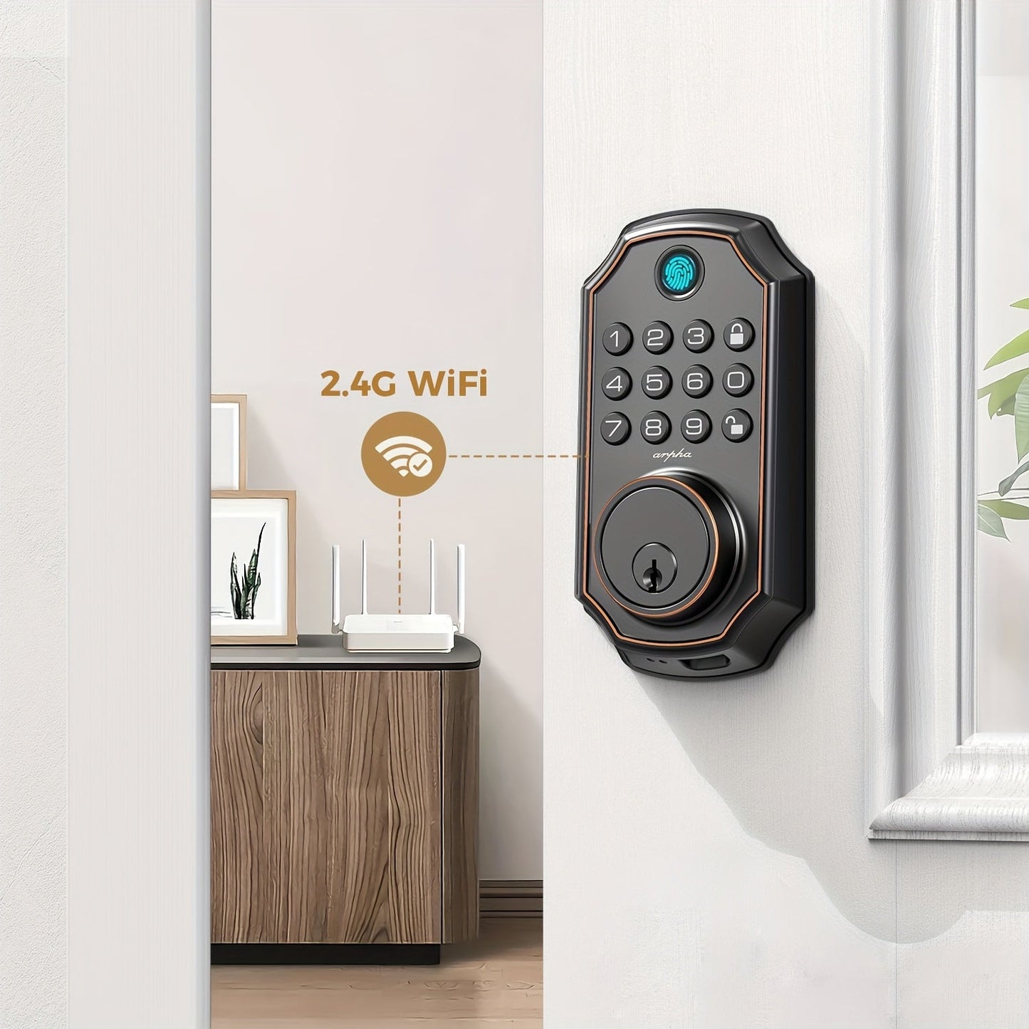 100 Code Keypad Door Lock Smart Keyless Entry Deadbolt – Anti-Peep Password, One-Touch Auto Lock, Fingerprint & WiFi Options, Zinc Alloy Front Door Lock, Easy Install, Low Battery Alarm, Black Silver