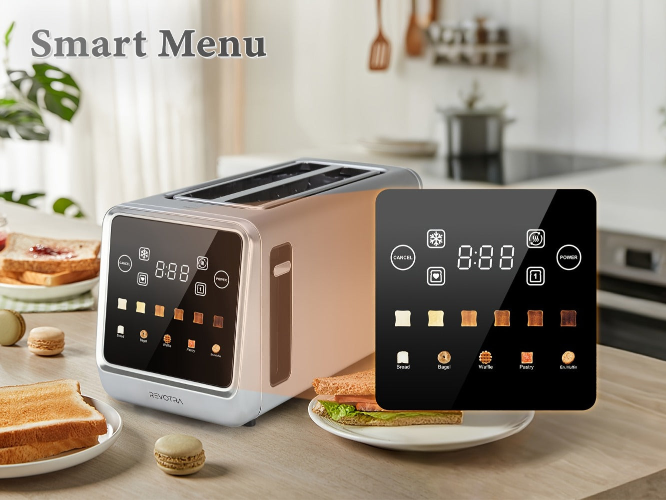 Long-Slot Four-Slice Toaster with Touch Screen, Six Shade Levels and Removable Slide-Out Crumb Tray