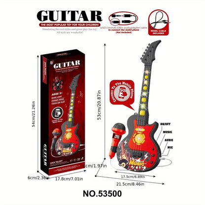 Kids Electric Guitar Toy with Microphone, Lights & Sounds – Musical Instrument Toy for Toddlers Ages 3-8, Birthday Gift for Boys & Girls