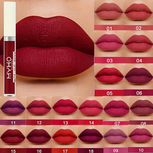 Velvet Matte Lip Gloss Set 9pcs — Waterproof High Pigment Non-Stick Lip Glaze, Long-Lasting Creamy Formula for All Skin Tones, 18 Shades, Perfect Makeup Gift for Women