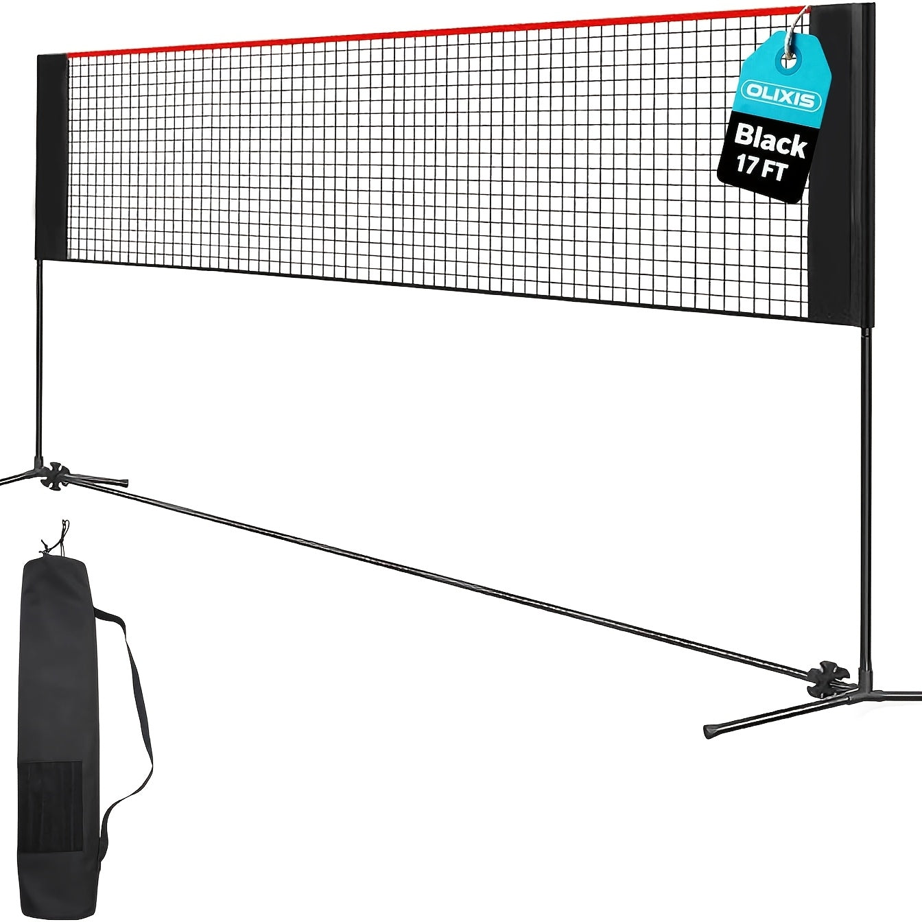 Badminton Volleyball Net Portable Adjustable Height 10ft 14ft 17ft Weather-Resistant Outdoor Indoor Backyard Pool Court Net with Carry Bag for Backyard Lawn Beach Park Play