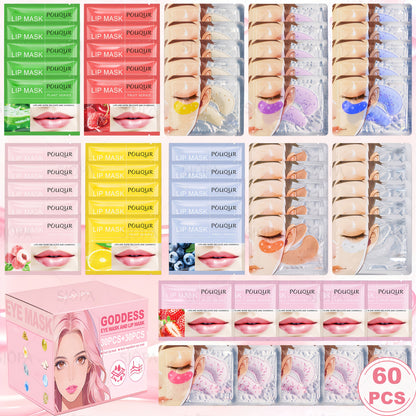 Rose Honey Strawberry Face Mask Set Eye Lip Masks Moisturizing Fruit Extract All Skin Types Skincare Gift Set 32pcs / 60pcs
