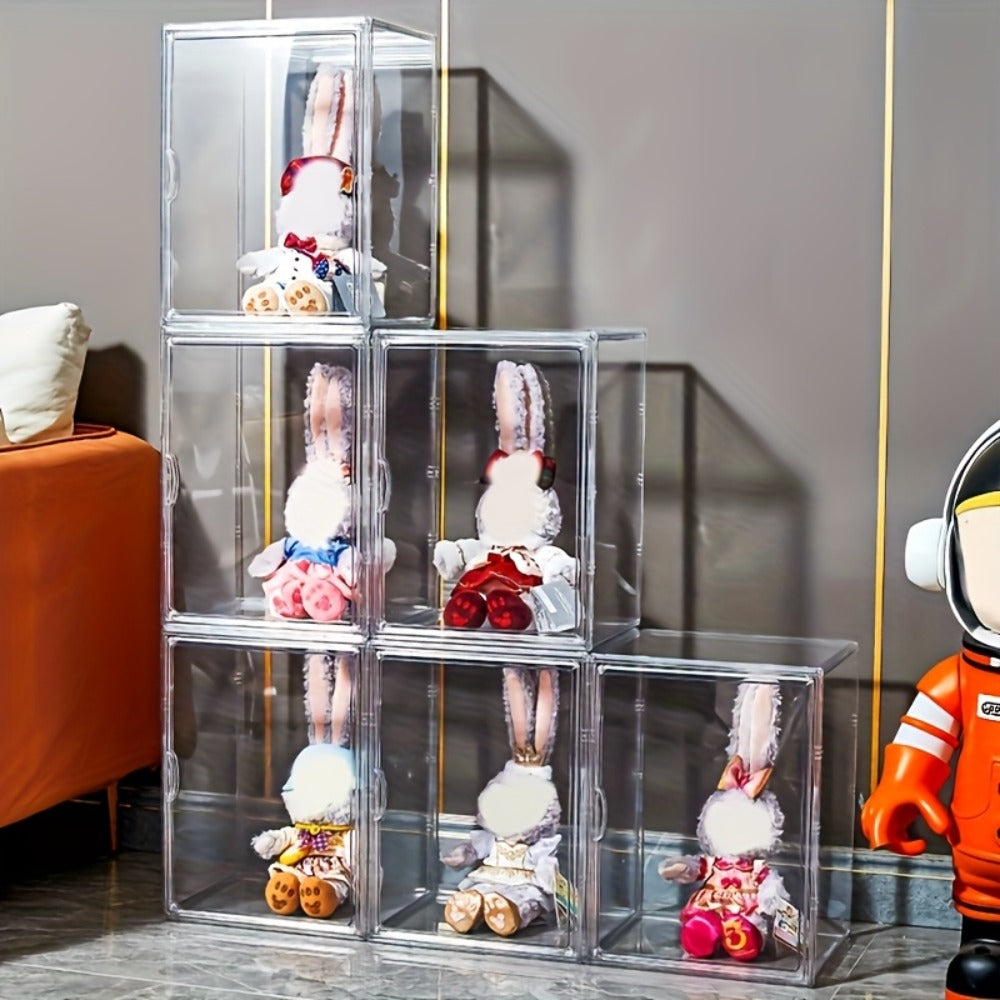 Labubu Display Case XXL Acrylic with Magnetic Door – Clear Dust-Free Showcase Box for Labubu Figures Plushies Action Figures Collectibles, Extra Large 1pc or 2pcs