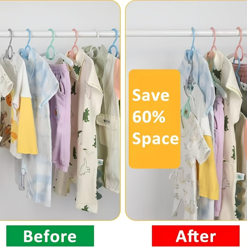 Adjustable Kids Clothes Hangers in 20 or 60-Piece Packs, 11–14 Inch Width Range and Four Nursery Colors