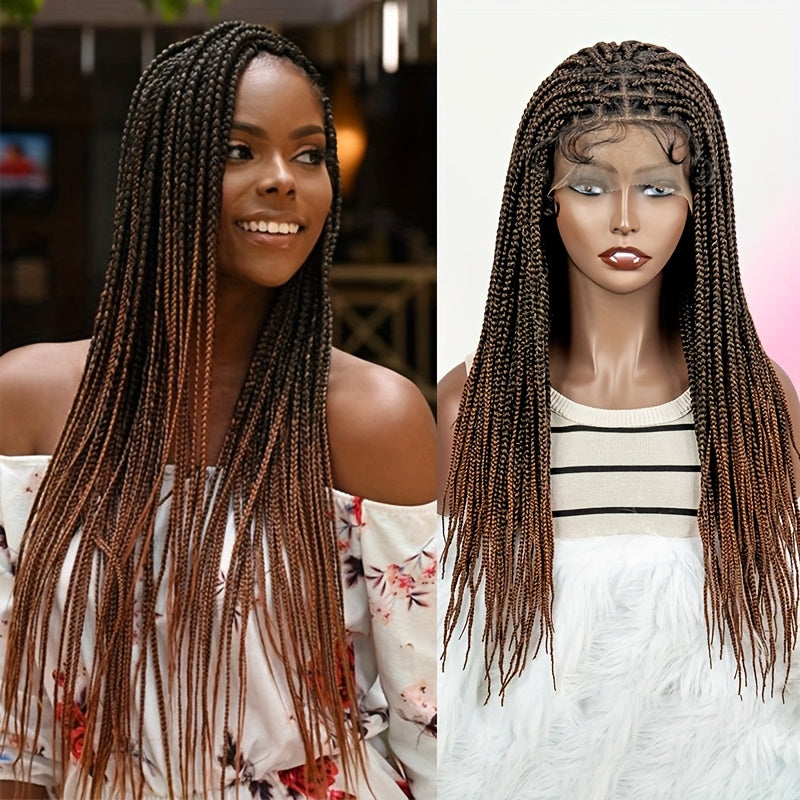Long Box-Braid Wig with Full Lace Cap in 26- or 38-Inch Lengths and Four Lettered Color Options