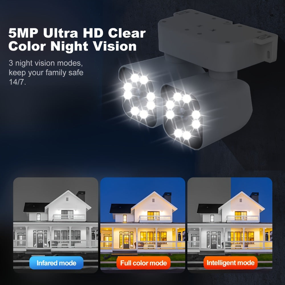 10x Zoom Dual Lens PTZ Outdoor Security Camera 5MP, 360° Pan Tilt, Siren Alarm, Two-Way Audio, Color Night Vision, 24H Wired Power, WiFi App Control – Home & Business Surveillance