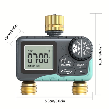 2-Zone Sprinkler Timer Programmable Faucet Irrigation Controller for Lawn & Yard