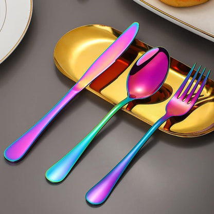 20- or 60-Piece Flatware Set in Silver, Gold or Rainbow Finish with Five-Piece Place Settings