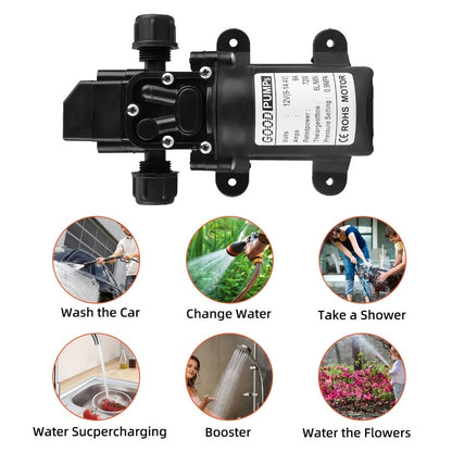 12V Self-Priming Water Pump 130PSI - High Pressure Portable Electric Pump for Car Wash, RV, Camper Van & Water Pressurization (1/2/3 Pack)