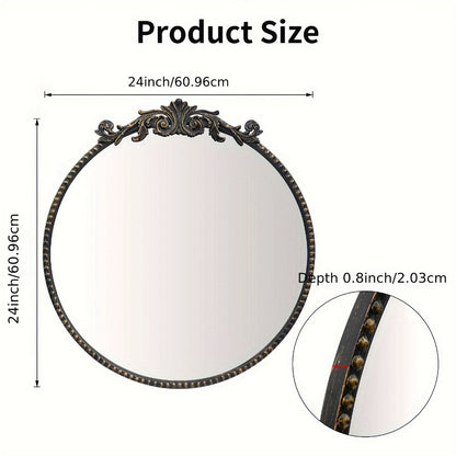 24-Inch Round Wall Mirror, Bathroom Vanity Mirror for Dressing and Daily Routines detail image - detail view 5